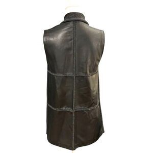 Lafayette 148 Wool Sweater Vest Cardigan S Leather Minimalist Capsule Wardrobe